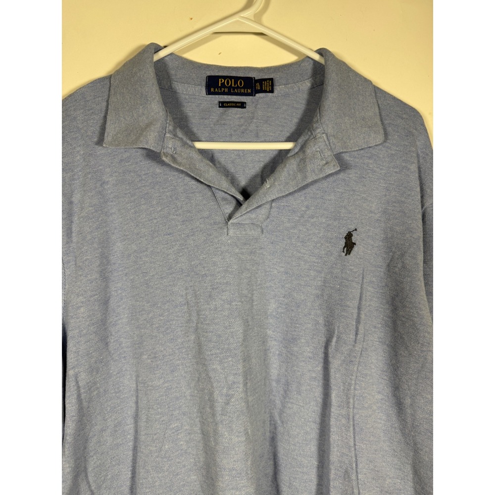 Polo Ralph Lauren Mens XL Long Sleeve Polo Shirt Light Blue Classic Fit Pony